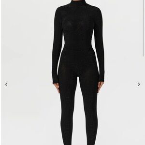 Naked Wardrobe Black Sparkle Leggings and top